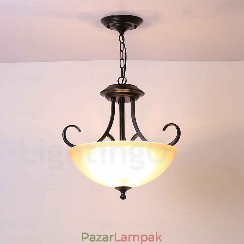 3 Light Country rusztikus függőlámpa üvegernyővel