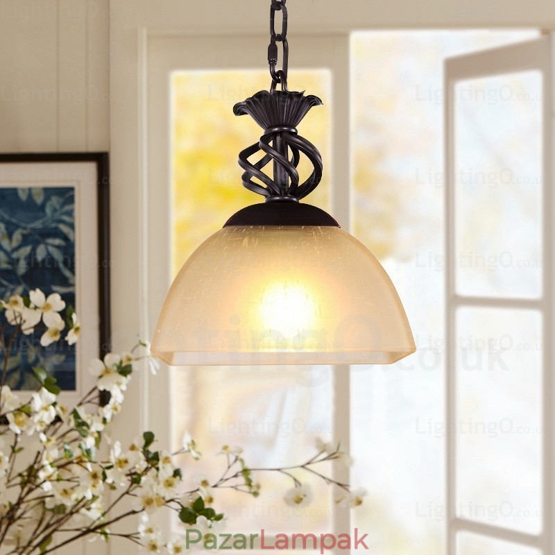 1 Light Country rusztikus függőlámpa üvegernyővel