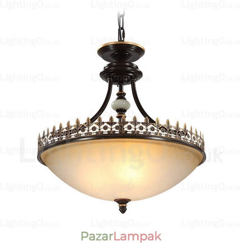 3 Light Country rusztikus függőlámpa üvegernyővel