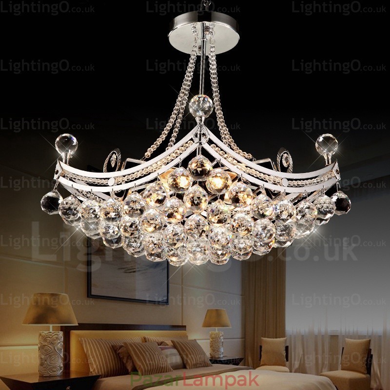 5 Light Modern, kortárs függőlámpa kristály ernyővel