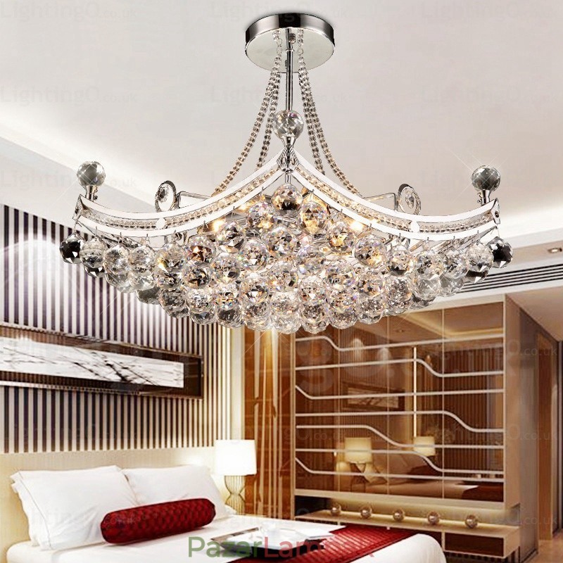 5 Light Modern, kortárs függőlámpa kristály ernyővel