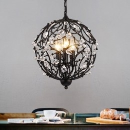 3 Light Vintage Retro Globe kristály függőlámpa