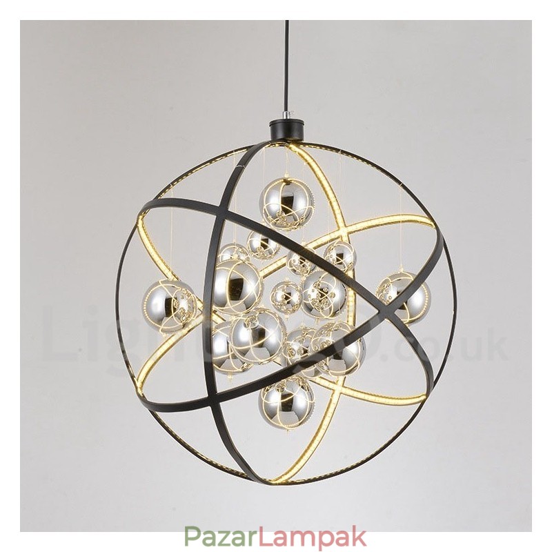 Átmérő 50cm 80cm Vintage Globe csillár rozsdás színű függőlámpa