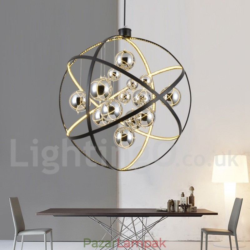 Átmérő 50cm 80cm Vintage Globe csillár rozsdás színű függőlámpa