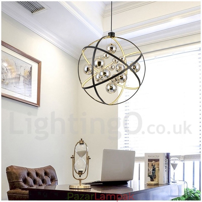 Átmérő 50cm 80cm Vintage Globe csillár rozsdás színű függőlámpa