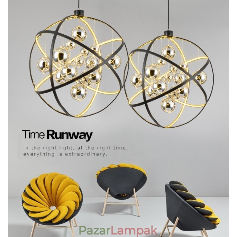 Átmérő 50cm 80cm Vintage Globe csillár rozsdás színű függőlámpa