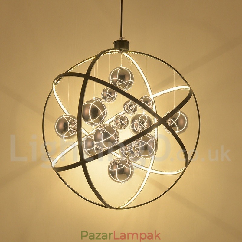 Átmérő 50cm 80cm Vintage Globe csillár rozsdás színű függőlámpa