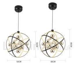 Átmérő 50cm 80cm Vintage Globe csillár rozsdás színű függőlámpa