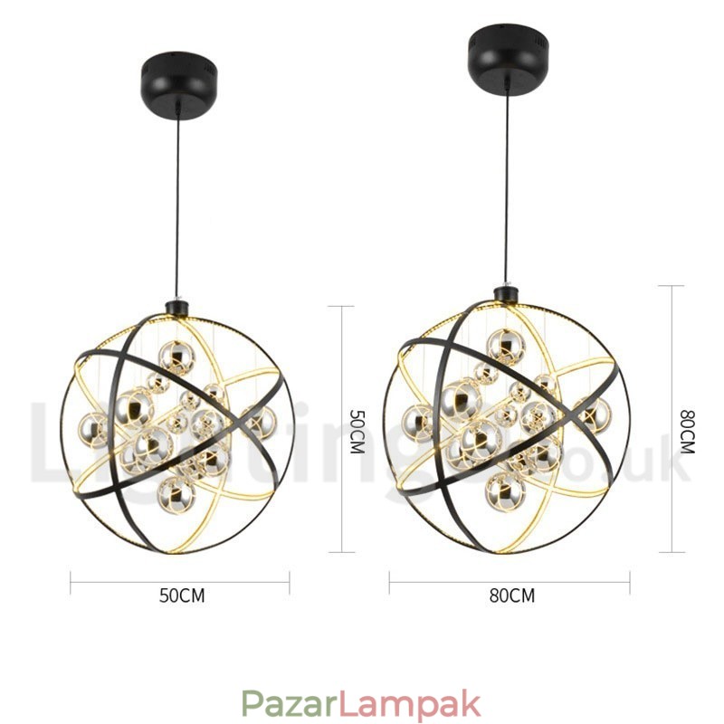 Átmérő 50cm 80cm Vintage Globe csillár rozsdás színű függőlámpa