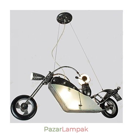Nosztalgikus gyermek fiú motorkerékpár vascsillár világító lámpák Nosztalgikus gyermek fiú motorkerékpár vascsillár világító lámpák