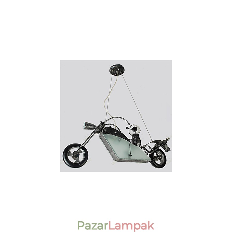 Nosztalgikus gyermek fiú motorkerékpár vascsillár világító lámpák