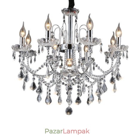 Elegáns kristálycsillár 9 lámpával Elegáns kristálycsillár 9 lámpával