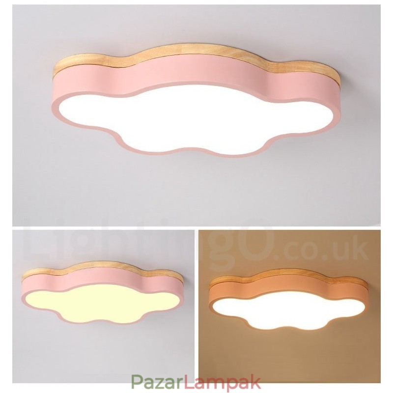 Macaron többszínű modern kortárs acél süllyesztett fa mennyezeti lámpa