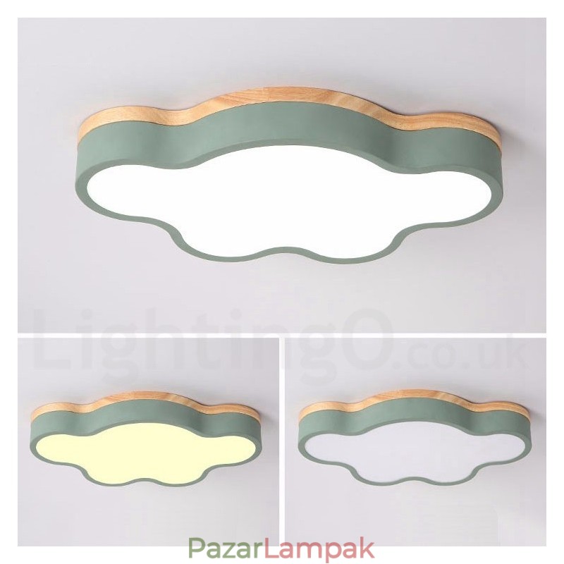 Macaron többszínű modern kortárs acél süllyesztett fa mennyezeti lámpa