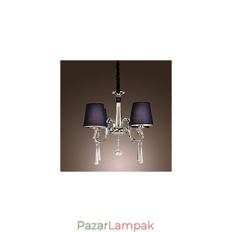 Vintage csillár 4 könnyű klasszikus szövet fémfestés