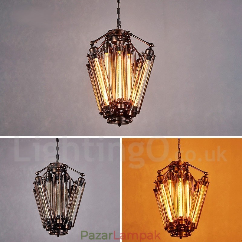 Ipari stílusú acél világítási bolt függő csillárlámpa