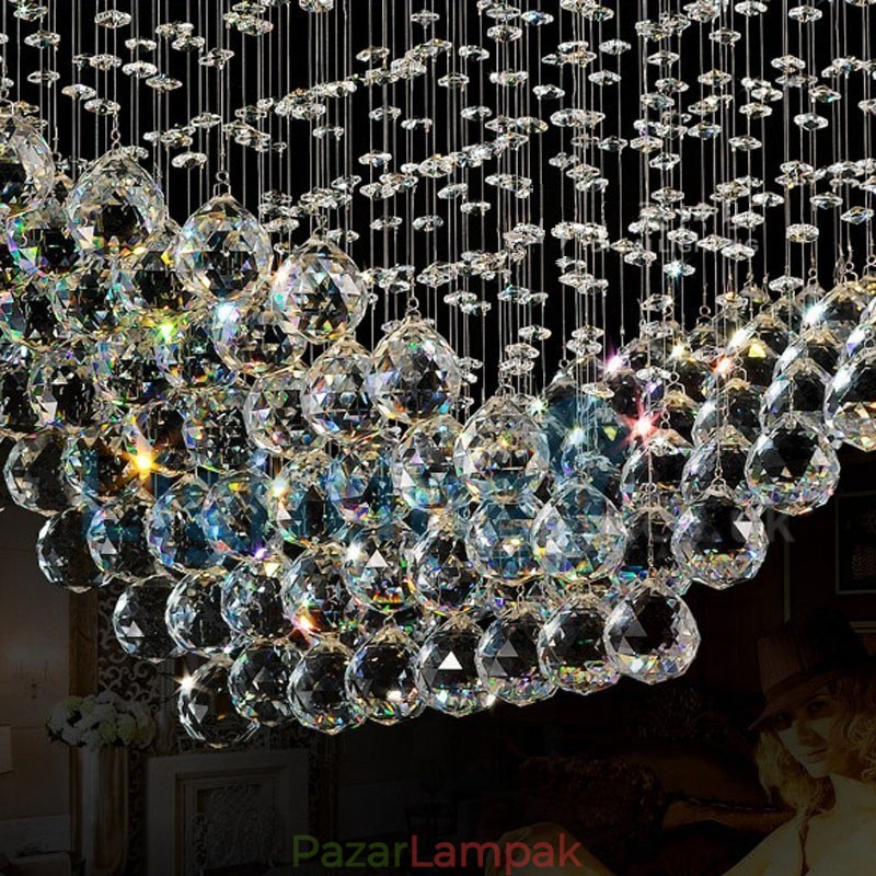 Modern, modern csillár süllyeszthető függőlámpa kristály esőcsepp lámpa