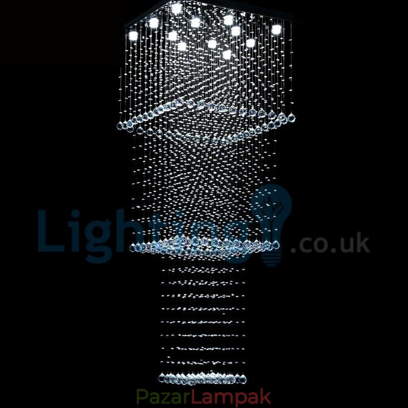 Modern, modern csillár süllyeszthető függőlámpa kristály esőcsepp lámpa