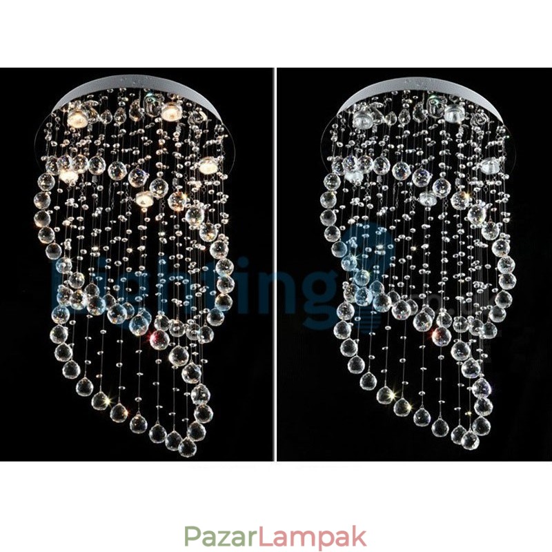 Modern, modern csillár süllyeszthető függőlámpa kristály esőcsepp lámpa