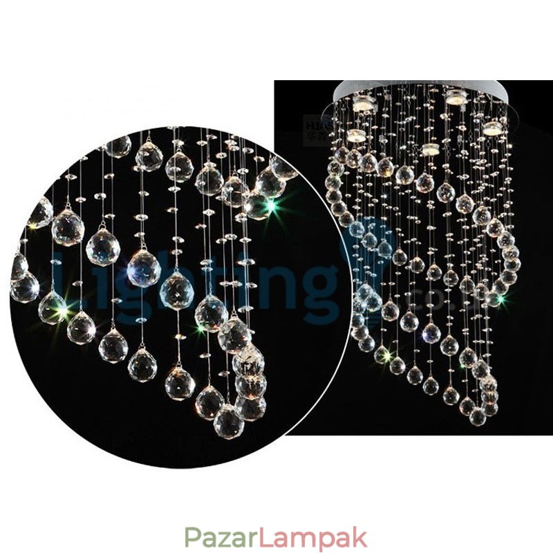 Modern, modern csillár süllyeszthető függőlámpa kristály esőcsepp lámpa