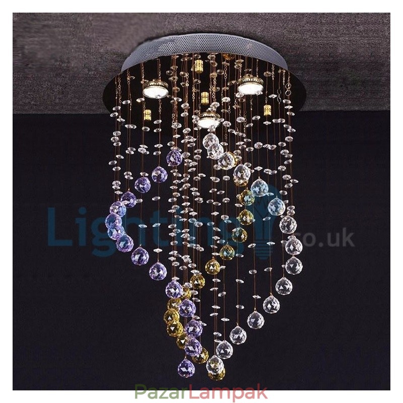 Modern, modern csillár süllyeszthető függőlámpa kristály esőcsepp lámpa