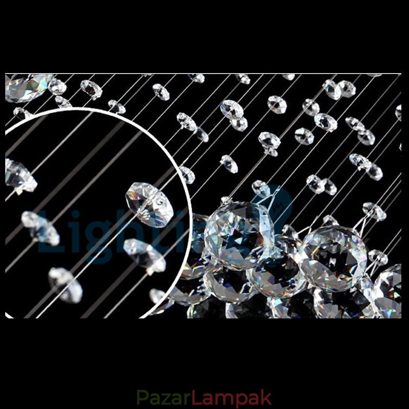 Modern, modern csillár süllyeszthető függőlámpa kristály esőcsepp lámpa