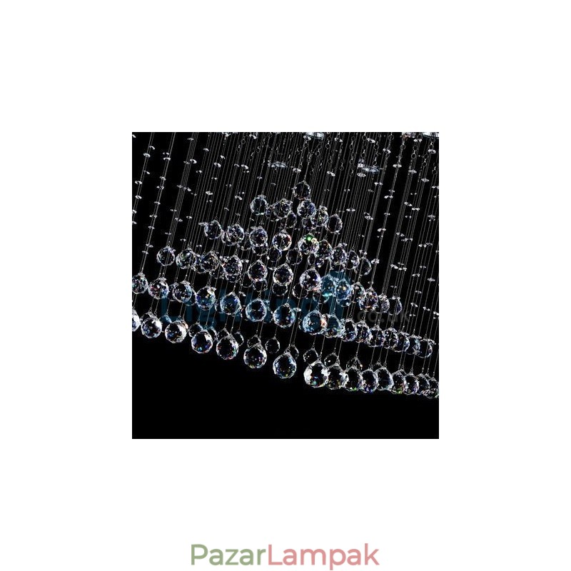 Modern, modern csillár süllyeszthető függőlámpa kristály esőcsepp lámpa