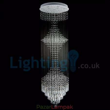 Modern, modern csillár süllyeszthető függőlámpa kristály esőcsepp lámpa