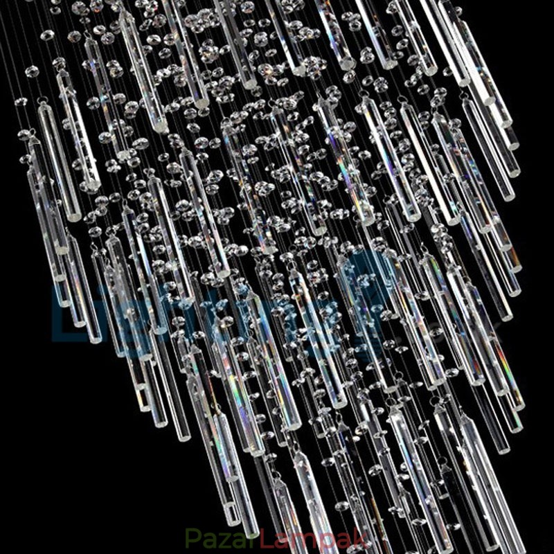 Modern, modern csillár süllyeszthető függőlámpa kristály esőcsepp lámpa