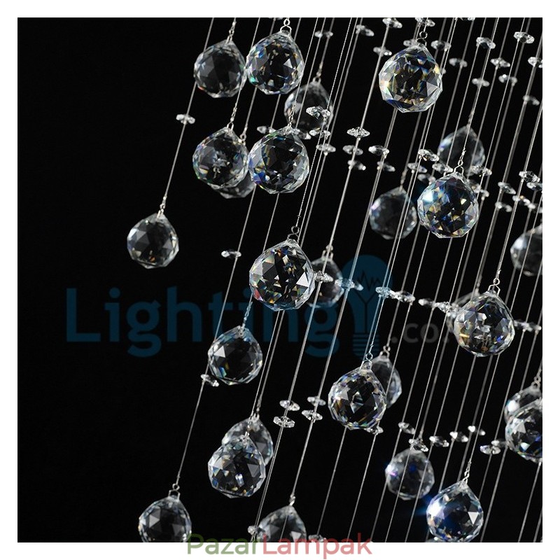 Modern, modern csillár süllyeszthető függőlámpa kristály esőcsepp lámpa