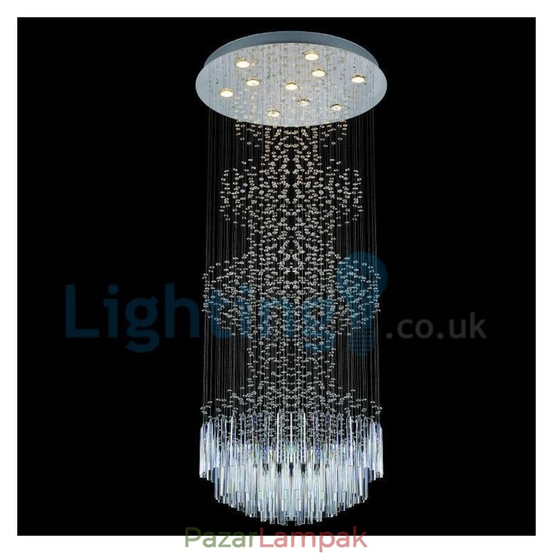Modern, modern csillár süllyeszthető függőlámpa kristály esőcsepp lámpa