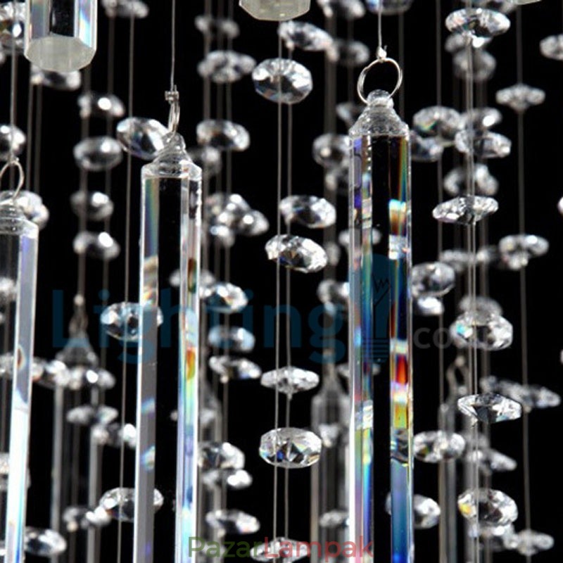 Modern, modern csillár süllyeszthető függőlámpa kristály esőcsepp lámpa