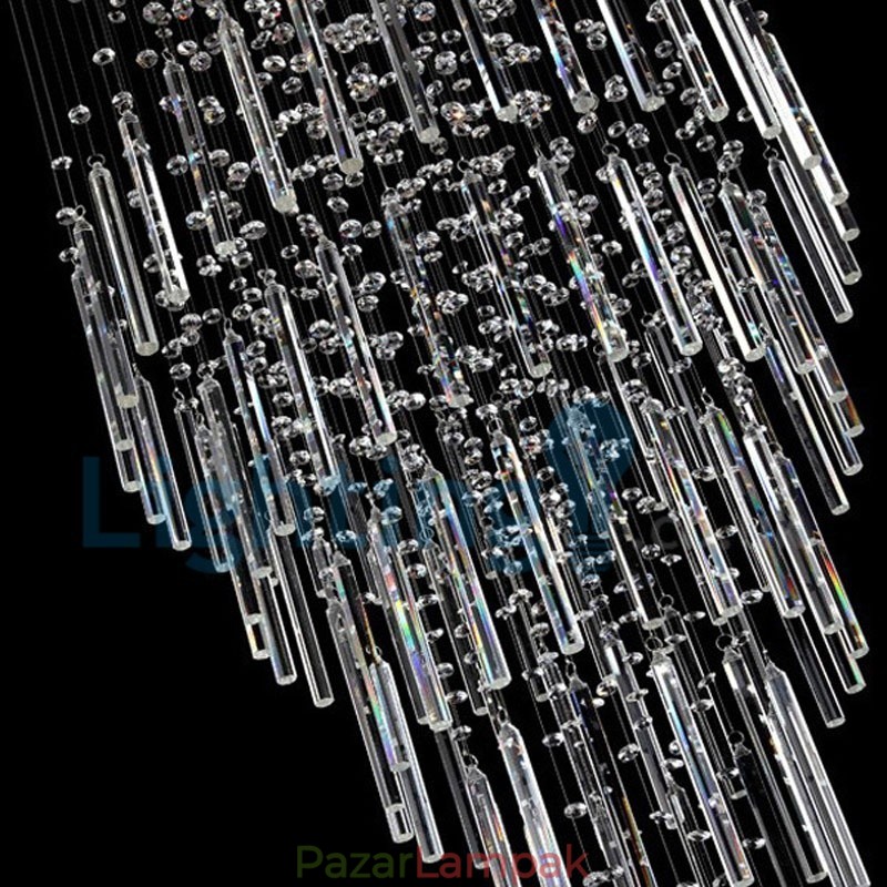 Modern, modern csillár süllyeszthető függőlámpa kristály esőcsepp lámpa