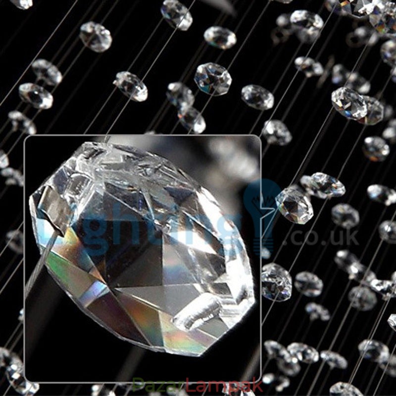 Modern, modern csillár süllyeszthető függőlámpa kristály esőcsepp lámpa