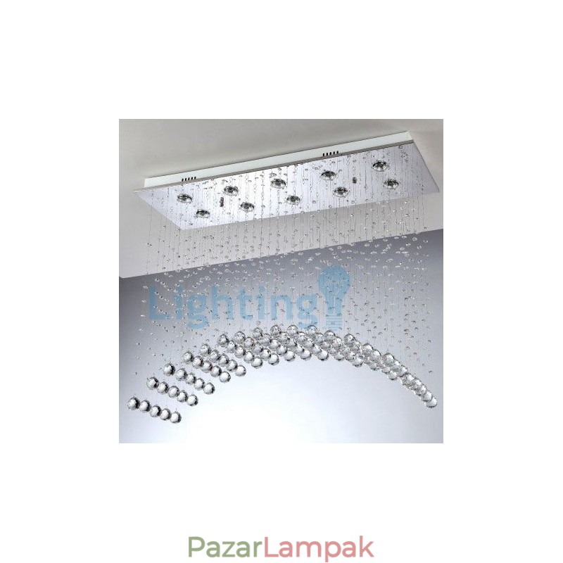Modern, modern csillár süllyeszthető függőlámpa kristály esőcsepp lámpa