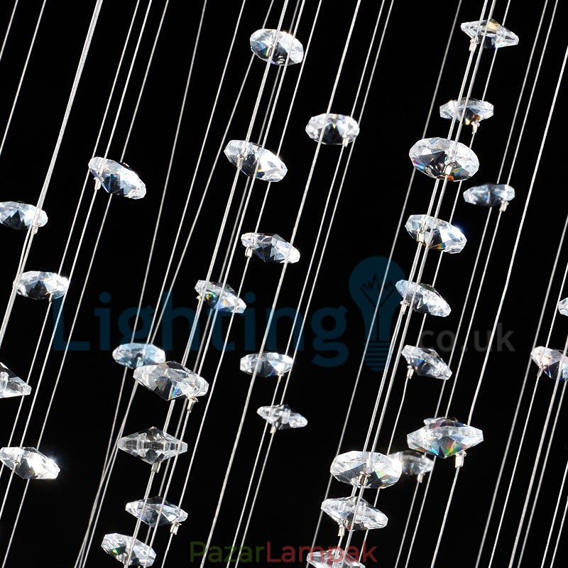 Modern, modern csillár süllyeszthető függőlámpa kristály esőcsepp lámpa