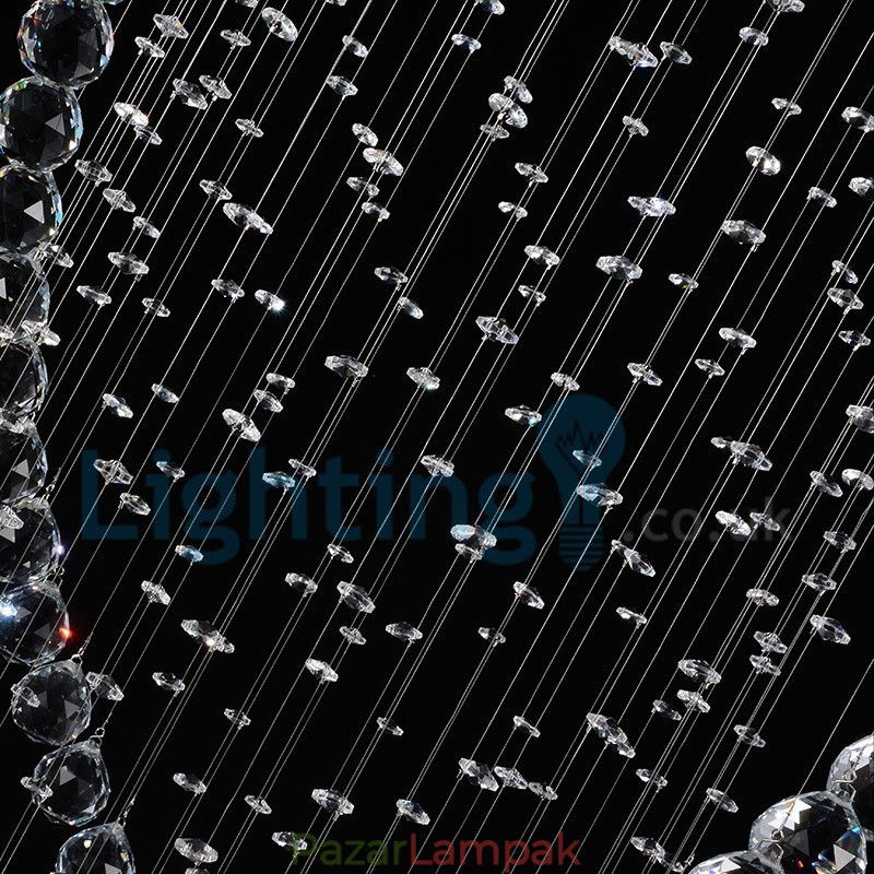 Modern, modern csillár süllyeszthető függőlámpa kristály esőcsepp lámpa