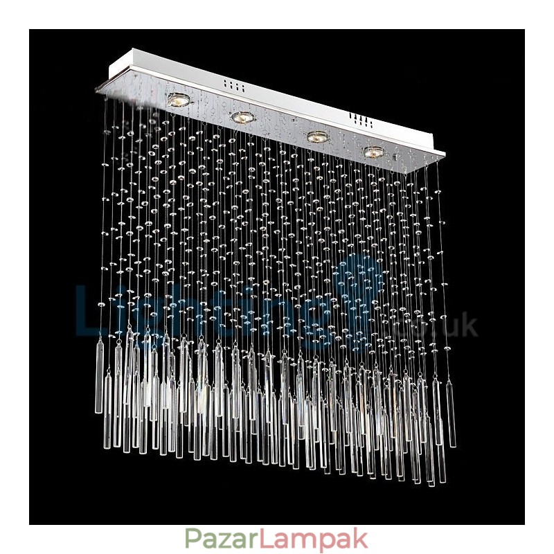 Modern, modern csillár süllyeszthető függőlámpa kristály esőcsepp lámpa