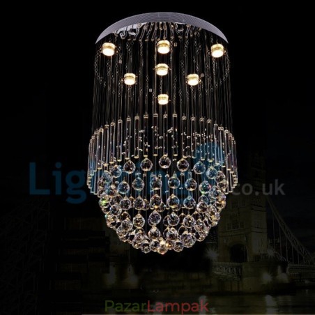 Modern, modern csillár süllyeszthető függőlámpa kristály esőcsepp lámpa