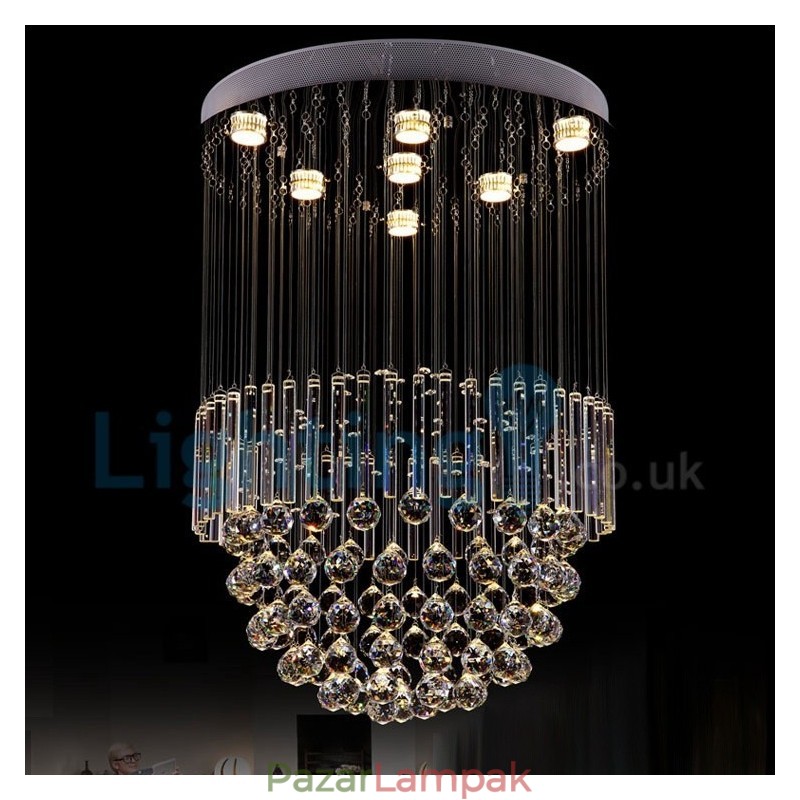 Modern, modern csillár süllyeszthető függőlámpa kristály esőcsepp lámpa