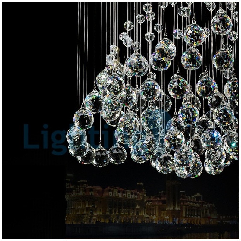 Modern, modern csillár süllyeszthető függőlámpa kristály esőcsepp lámpa