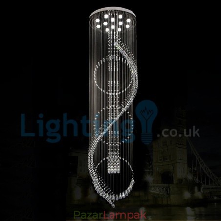 Modern, modern csillár süllyeszthető függőlámpa kristály esőcsepp lámpa