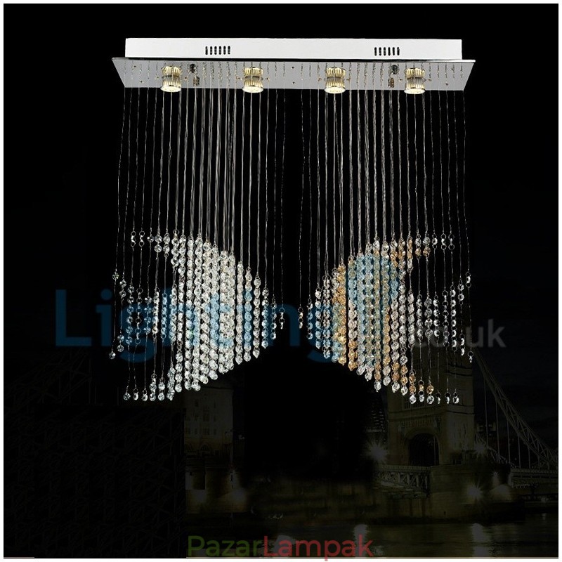Modern, modern csillár süllyeszthető függőlámpa kristály esőcsepp lámpa