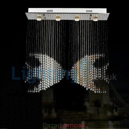 Modern, modern csillár süllyeszthető függőlámpa kristály esőcsepp lámpa