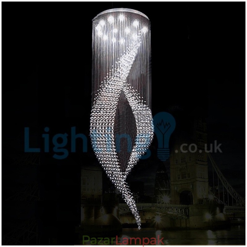 Modern, modern csillár süllyeszthető függőlámpa kristály esőcsepp lámpa