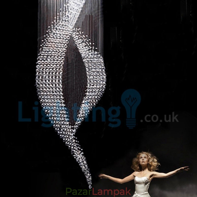 Modern, modern csillár süllyeszthető függőlámpa kristály esőcsepp lámpa