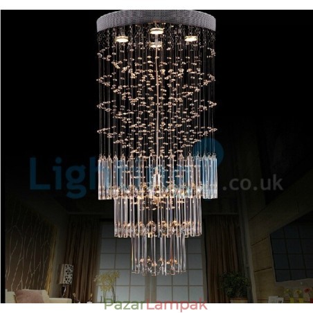 Modern, modern csillár süllyeszthető függőlámpa kristály esőcsepp lámpa