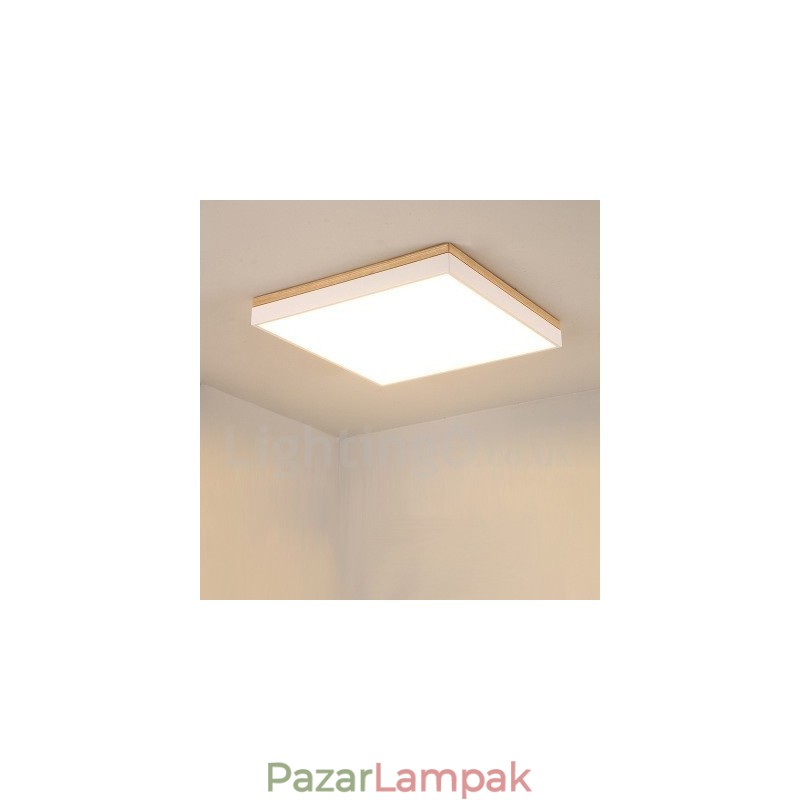 Egyszerű és modern négyzet alakú Ultra vékony tömörfa mennyezeti lámpa