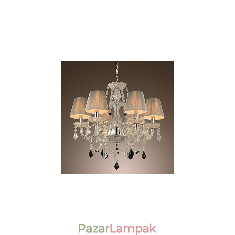 Csillár kristály luxus modern 1 szintes nappali 6 lámpával
