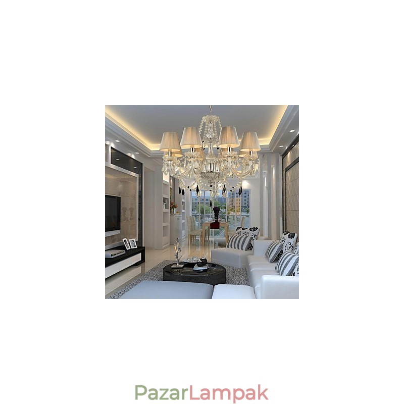 Csillár kristály luxus modern 1 szintes nappali 6 lámpával